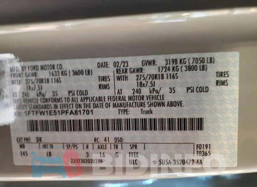 1FTFW1E51PFA81701 Photo# 12