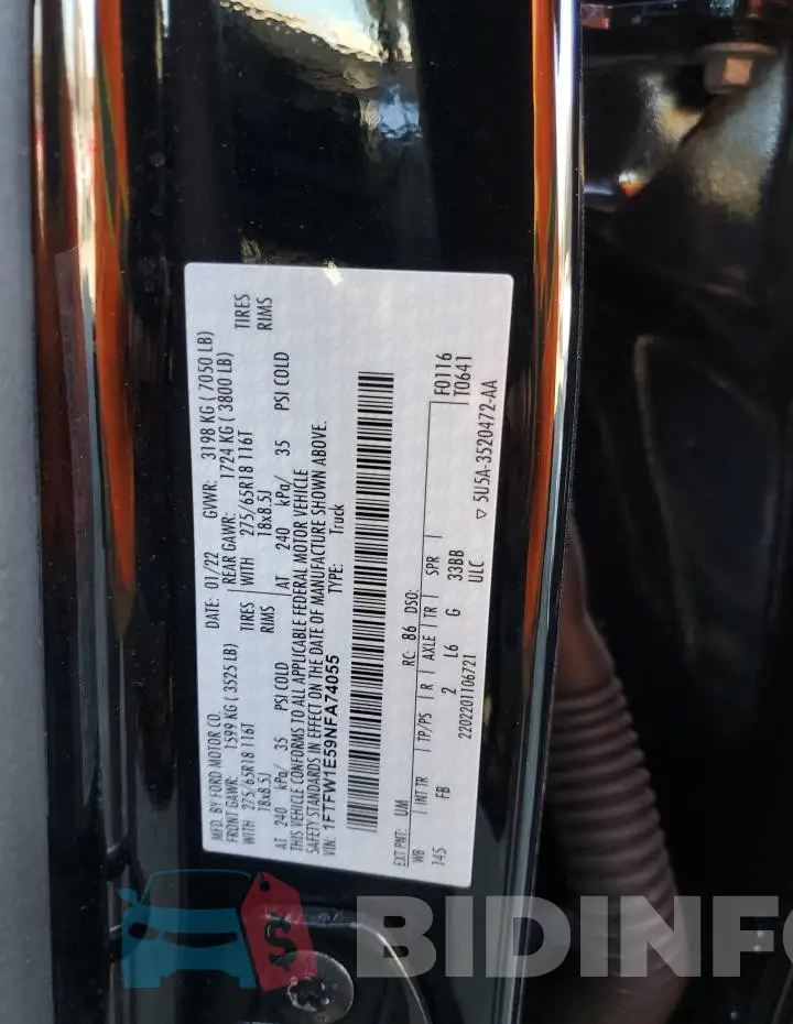 1FTFW1E59NFA74055 Photo# 12