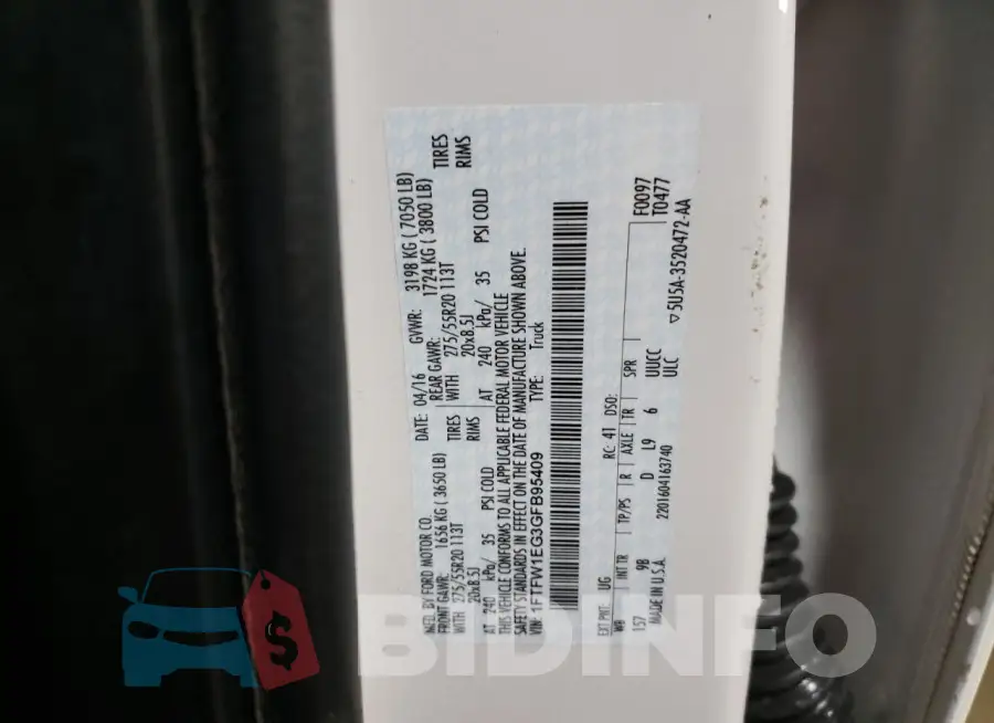 1FTFW1EG3GFB95409 Photo# 13