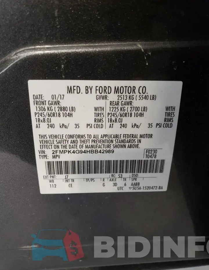 2FMPK4G94HBB42989 Photo# 13