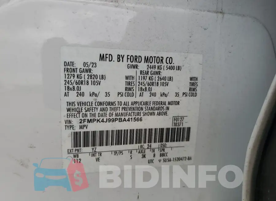 2FMPK4J99PBA41566 Photo# 14