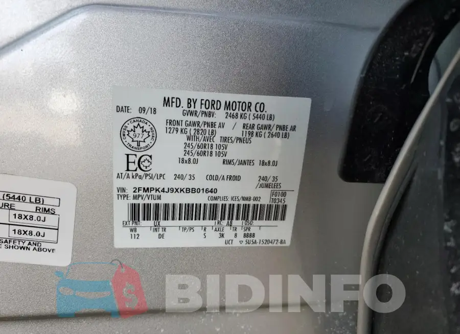 2FMPK4J9XKBB01640 Photo# 12