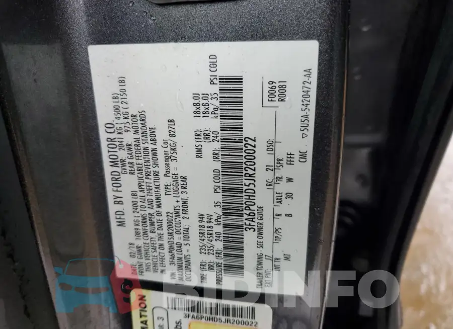 3FA6P0HD5JR200022 Photo# 12