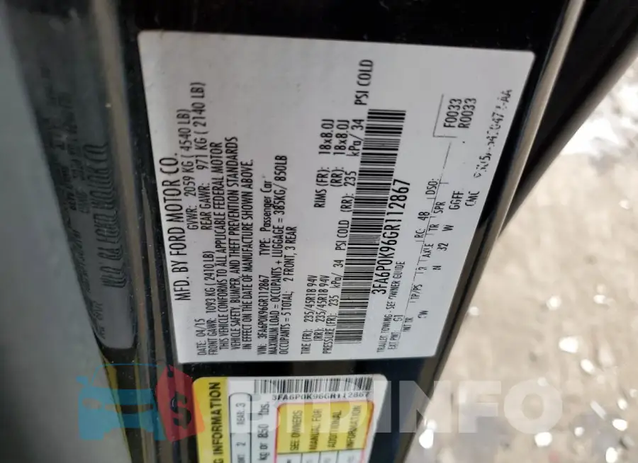 3FA6P0K96GR112867 Photo# 12