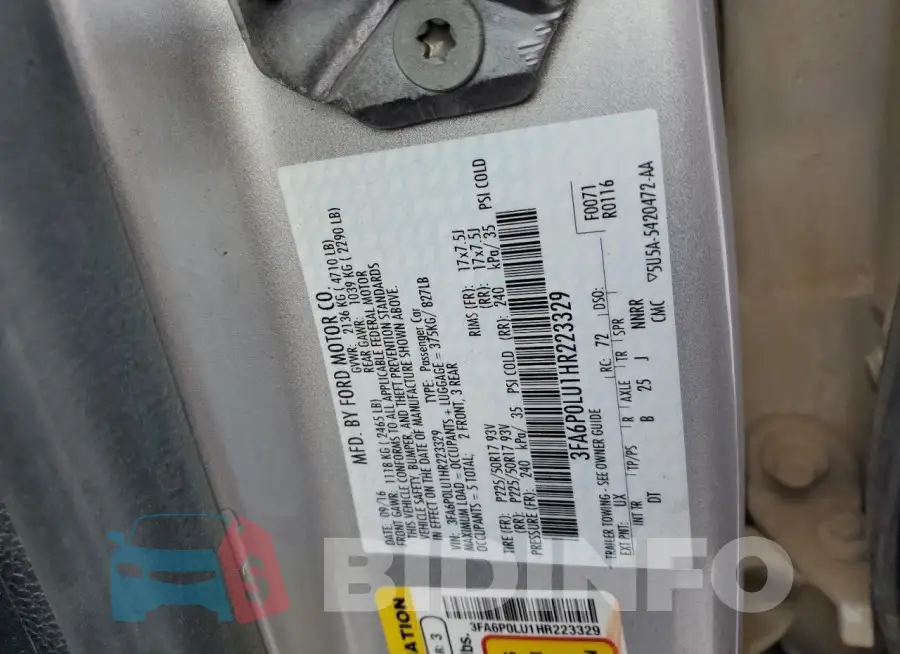 3FA6P0LU1HR223329 Photo# 12