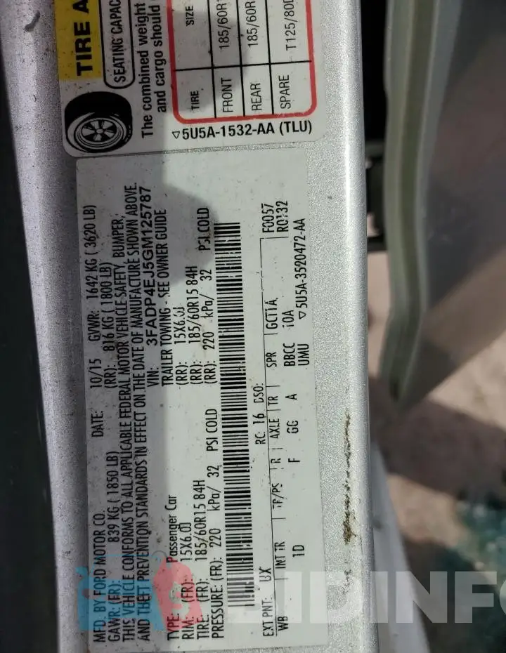 3FADP4EJ5GM125787 Photo# 12