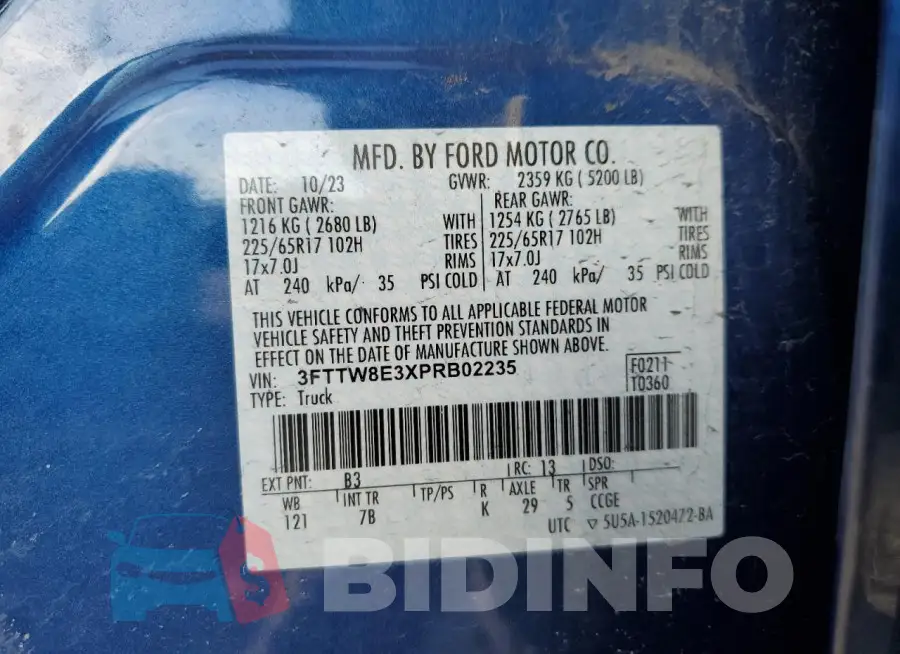 3FTTW8E3XPRB02235 Photo# 12