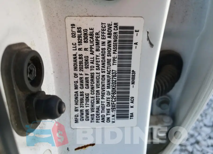 19XFC2F60KE027637 Photo# 13