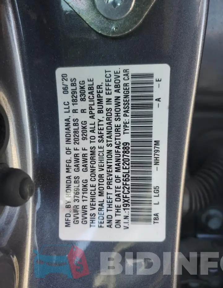 19XFC2F65LE207889 Photo# 12