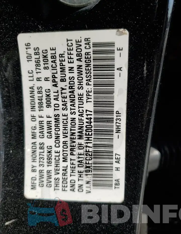 19XFC2F71HE004417 Photo# 12
