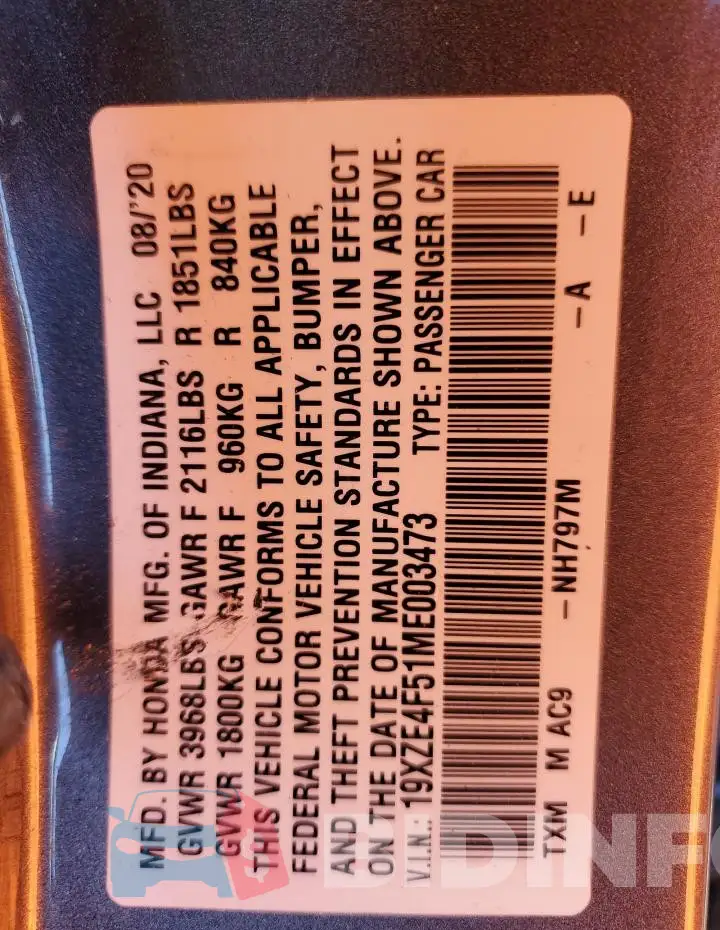19XZE4F51ME003473 Photo# 13
