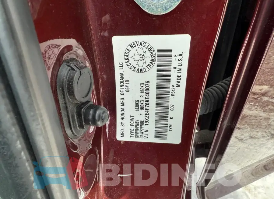 19XZE4F76KE400076 Photo# 10