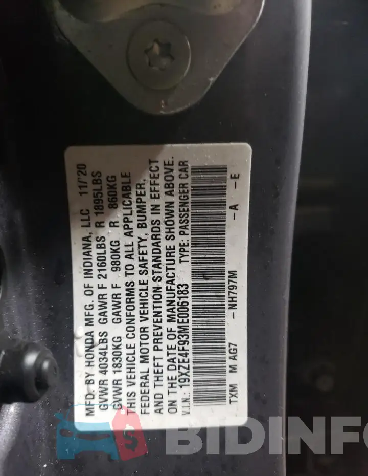 19XZE4F93ME006183 Photo# 12