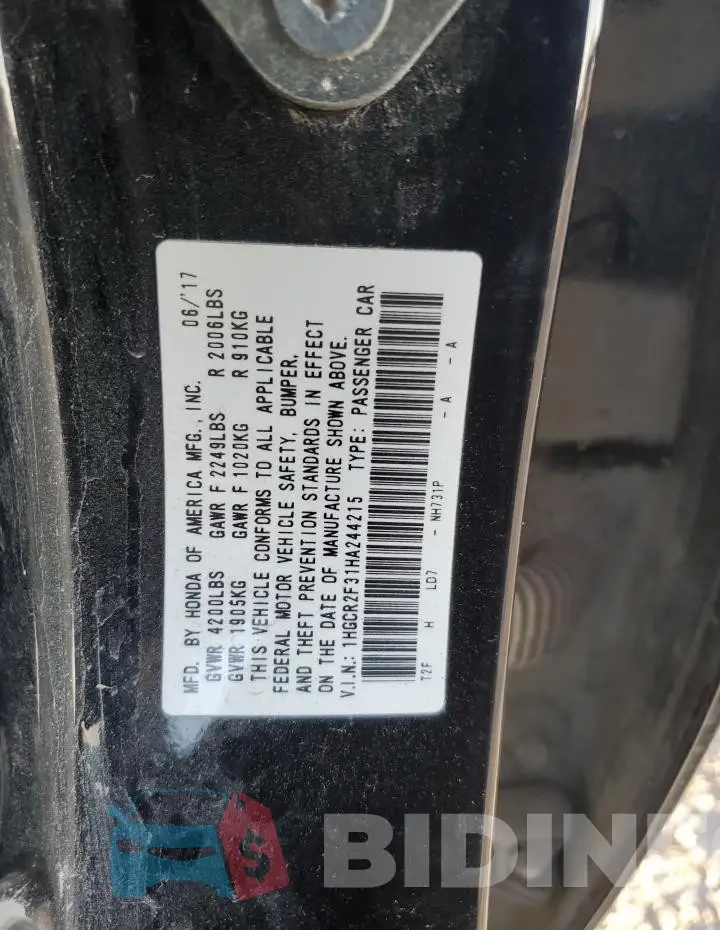 1HGCR2F31HA244215 Photo# 12