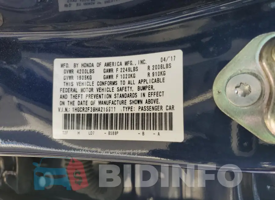 1HGCR2F38HA215911 Photo# 12