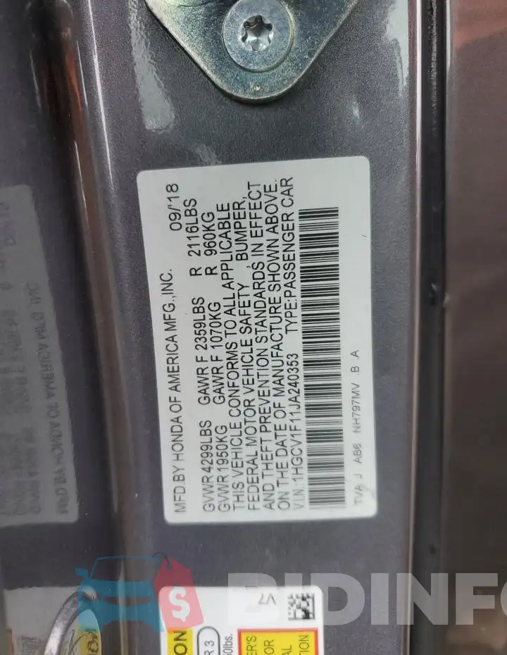 1HGCV1F11JA240353 Photo# 12