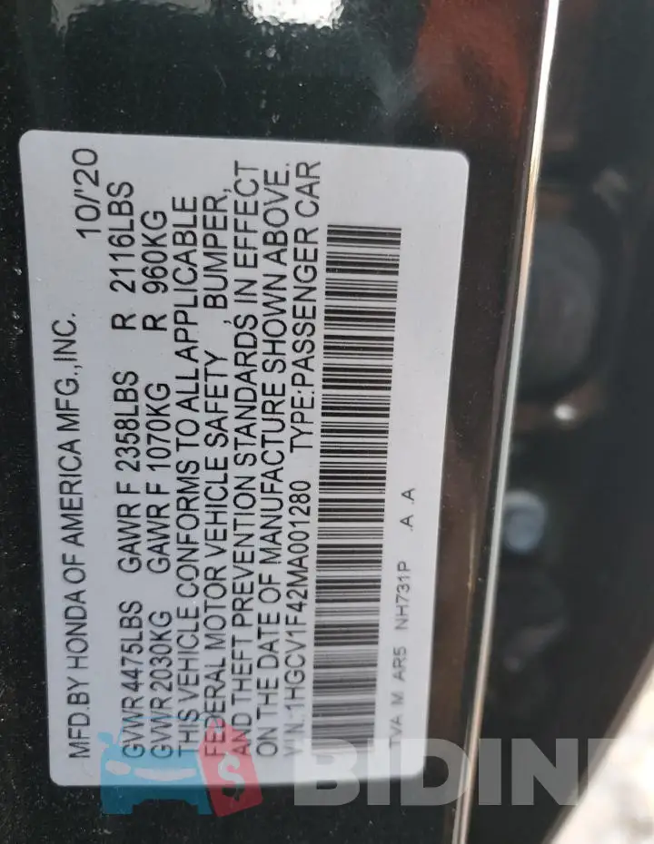 1HGCV1F42MA001280 Photo# 12