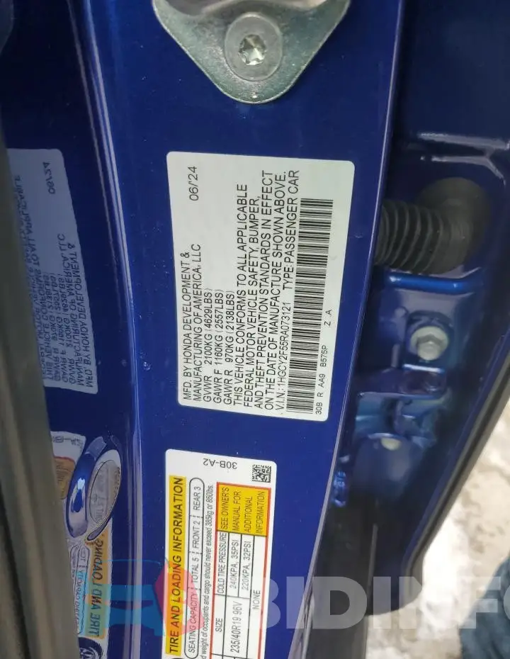 1HGCY2F55RA073121 Photo# 12