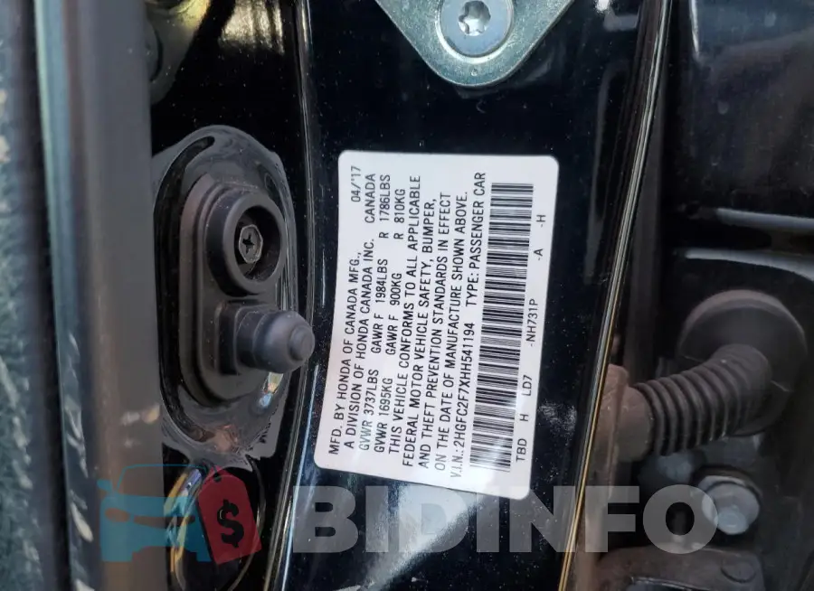2HGFC2F7XHH541194 Photo# 12