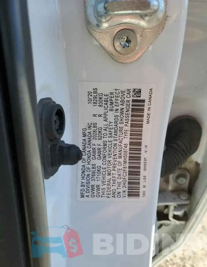 2HGFC2F81MH508748 Photo# 13
