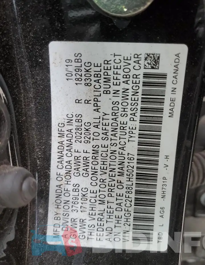 2HGFC2F88LH502167 Photo# 12