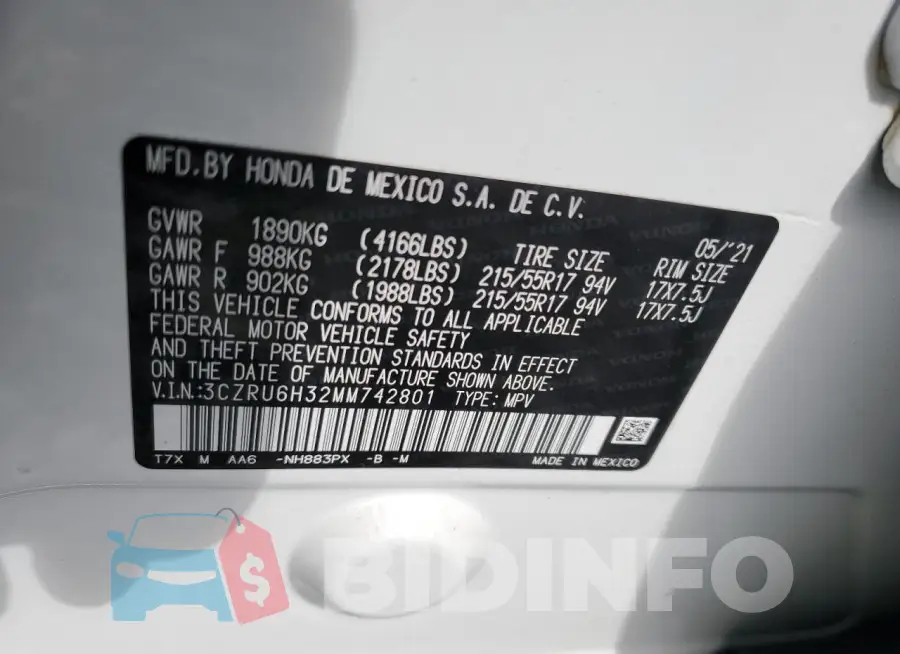 3CZRU6H32MM742801 Photo# 12
