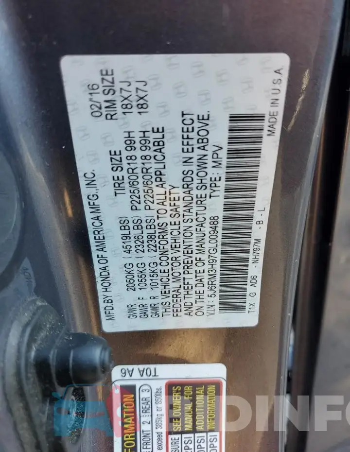 5J6RM3H97GL009488 Photo# 13