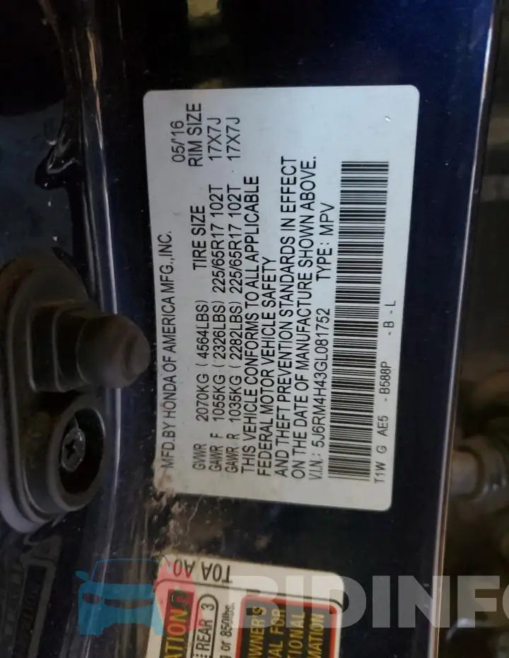 5J6RM4H43GL081752 Photo# 13