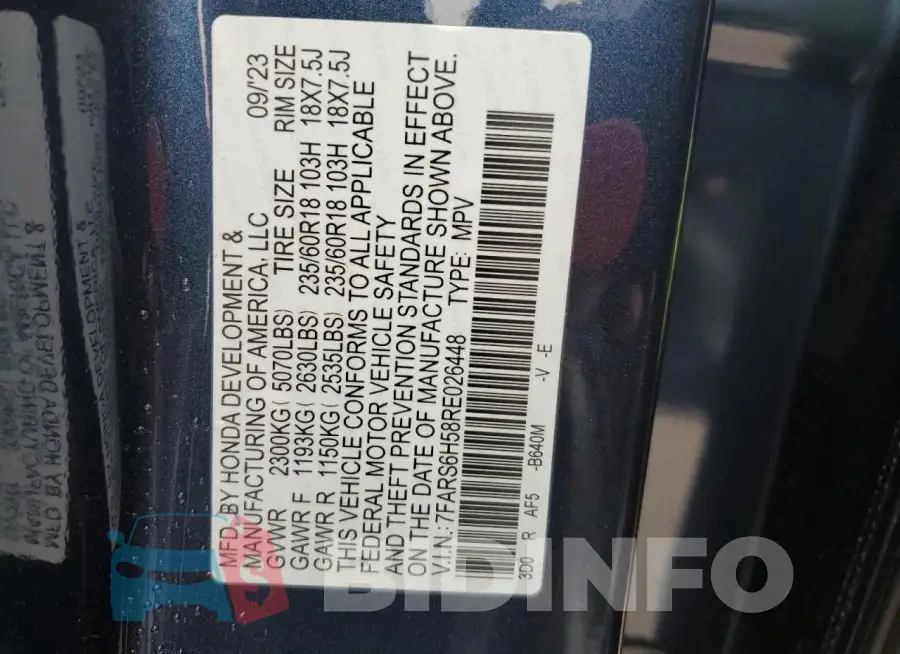 7FARS6H58RE026448 Photo# 13