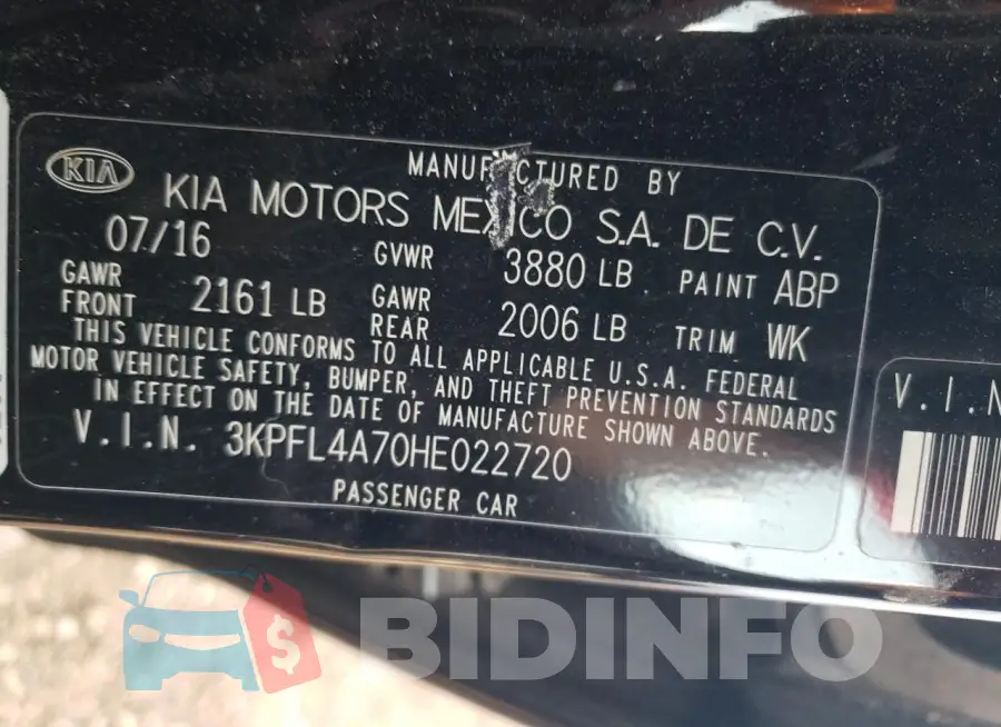 3KPFL4A70HE022720 Photo# 13