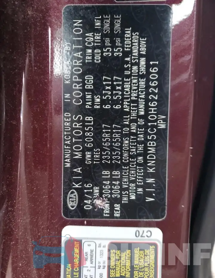 KNDMB5C10H6226061 Photo# 12