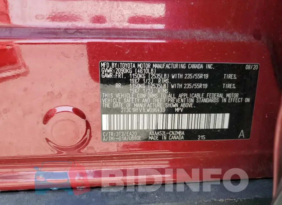 2T3C1RFV1LW096433 Photo# 14