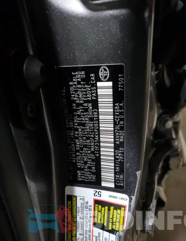 4T1F31AK4PU601983 Photo# 13