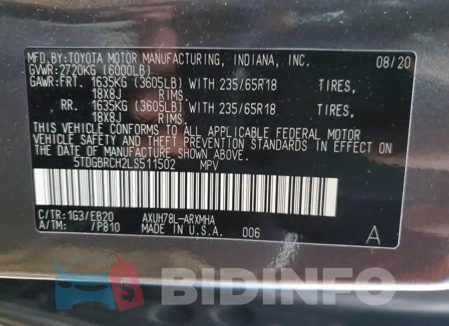 5TDGBRCH2LS511502 Photo# 14