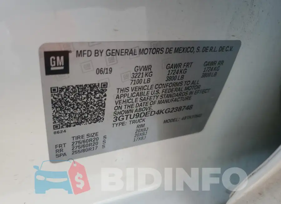 3GTU9DED4KG238748 Photo# 12