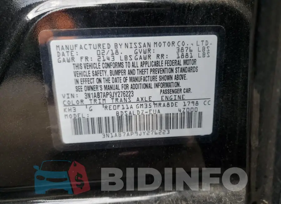 3N1AB7AP9JY276223 Photo# 13