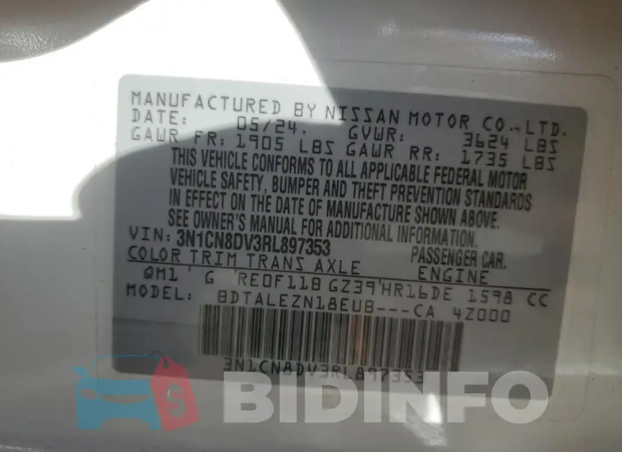3N1CN8DV3RL897353 Photo# 12