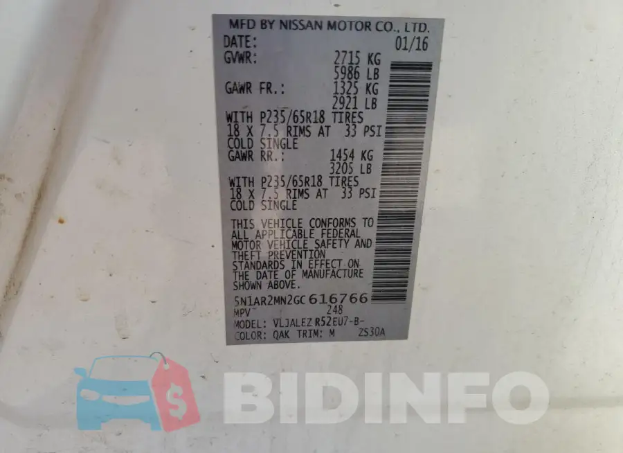 5N1AR2MN2GC616766 Photo# 13