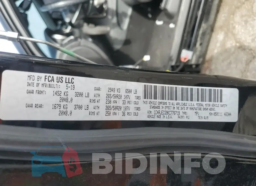 1C4RJECG9KC776719 Photo# 14