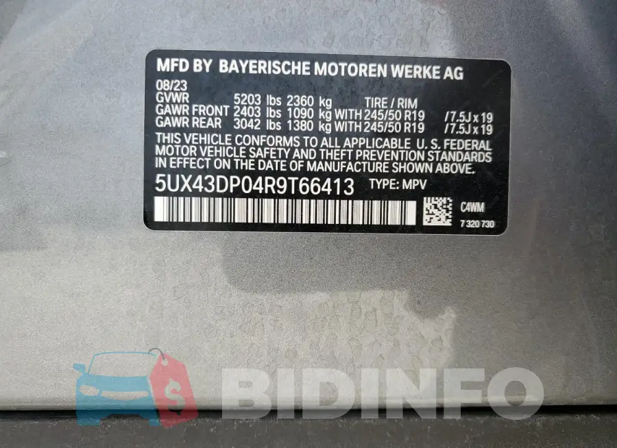 5UX43DP04R9T66413 Photo# 12