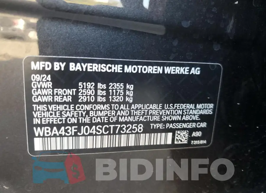 WBA43FJ04SCT73258 Photo# 12