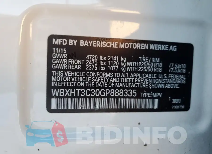 WBXHT3C30GP888335 Photo# 13