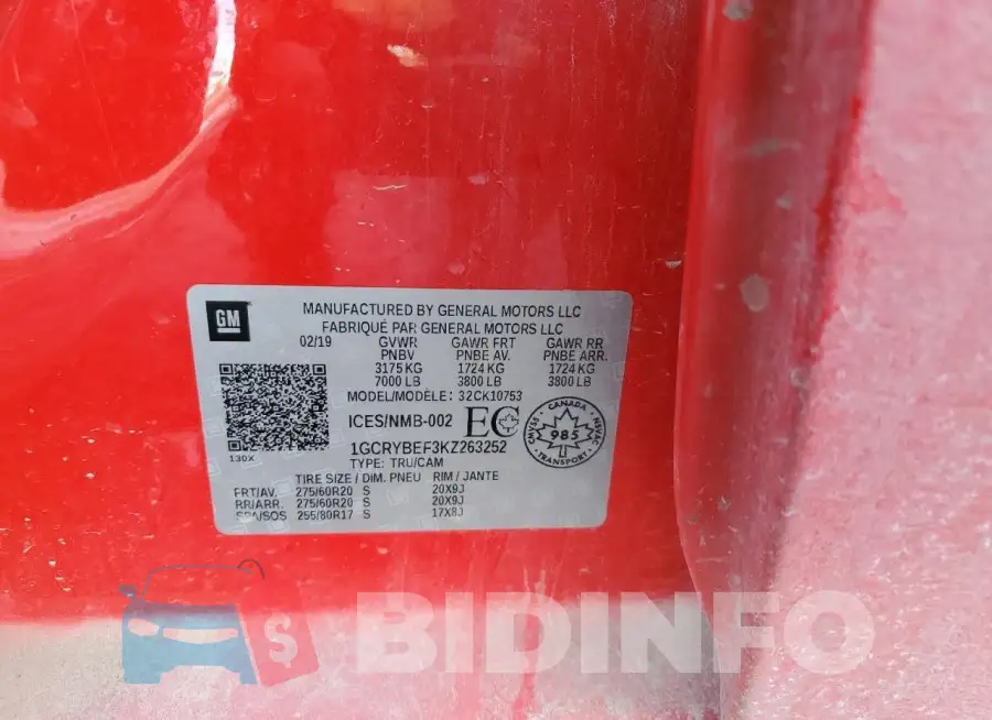 1GCRYBEF3KZ263252 Photo# 12