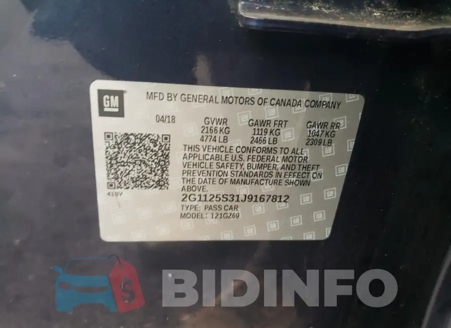 2G1125S31J9167812 Photo# 12