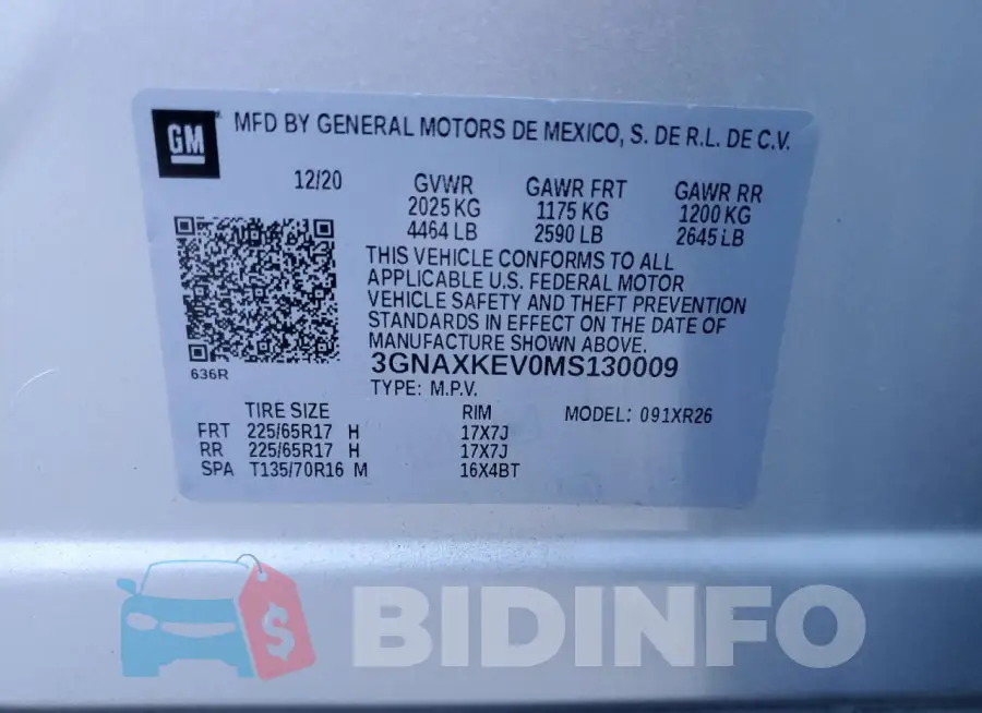 3GNAXKEV0MS130009 Photo# 12