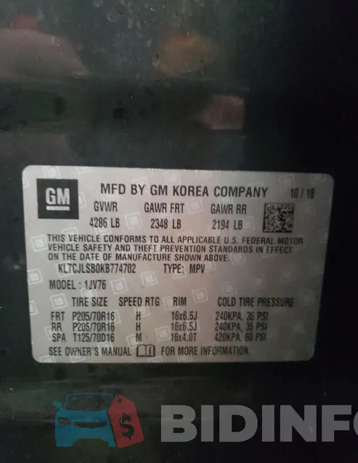 KL7CJLSB0KB774702 Photo# 12
