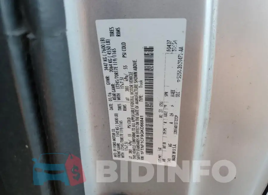 1FTNF1CF9GKD66841 Photo# 12