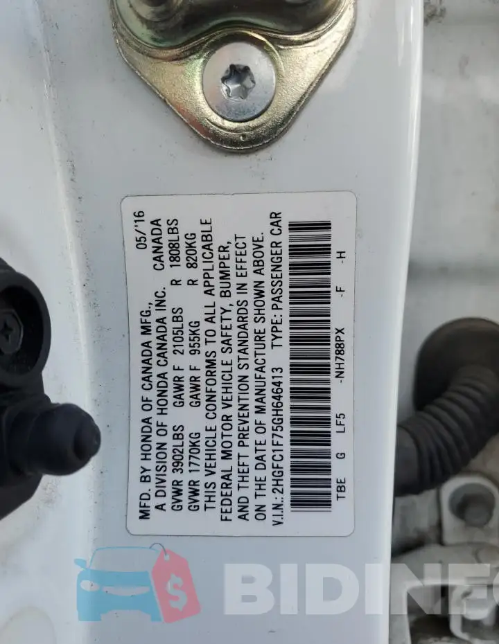 2HGFC1F75GH646413 Photo# 12