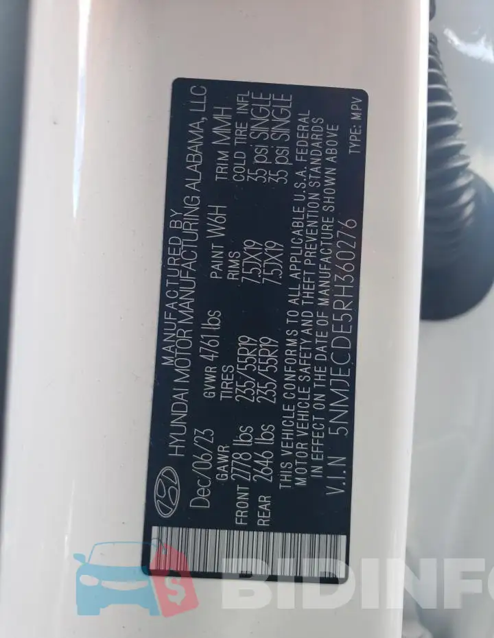 5NMJECDE5RH360276 Photo# 13