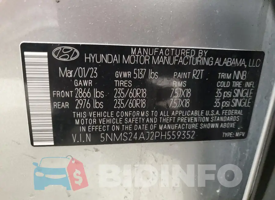 5NMS24AJ2PH559352 Photo# 13